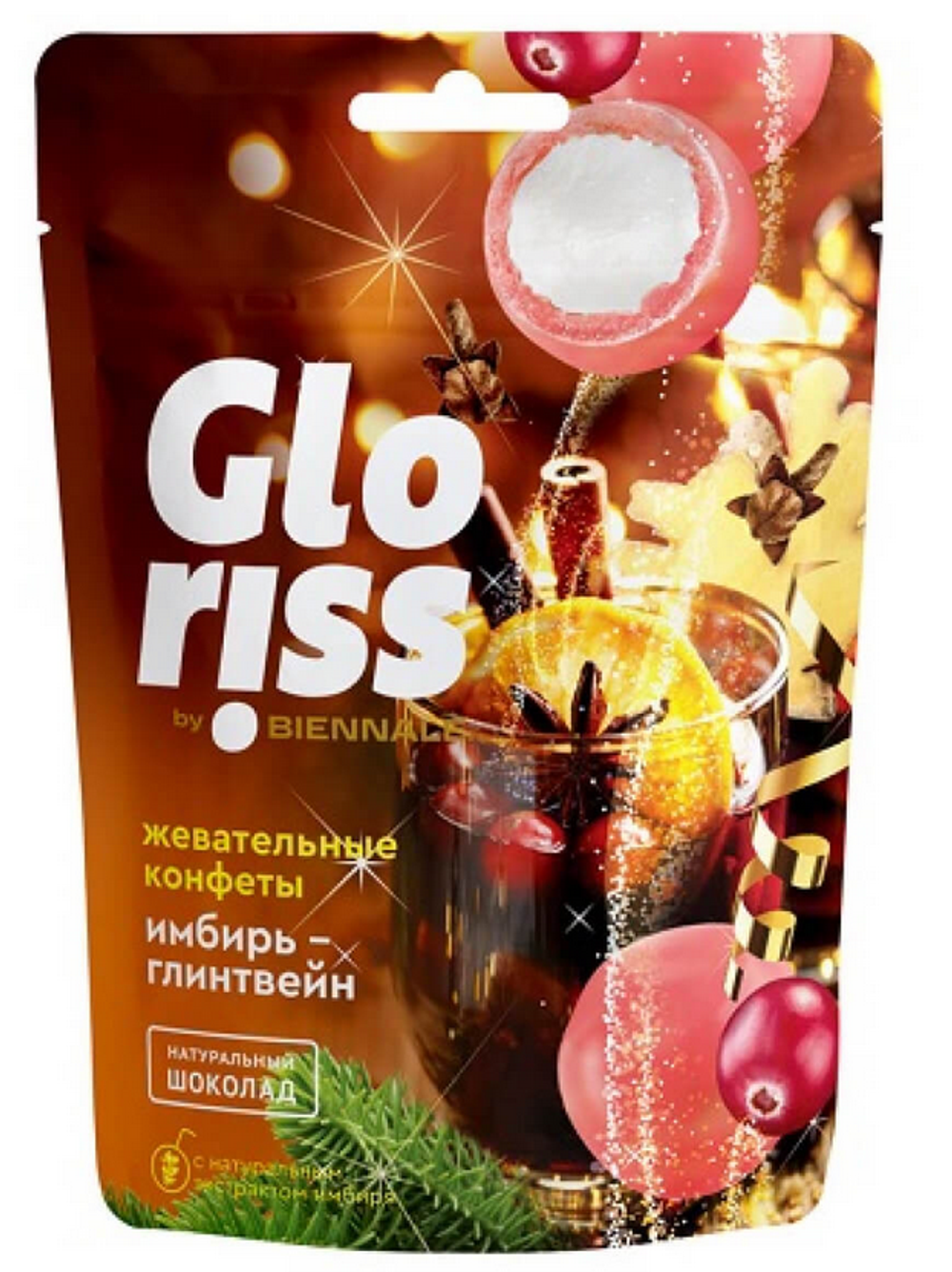 Gloriss жев. конфеты в шоколаде «Имбирь глинтвейн»  75гр