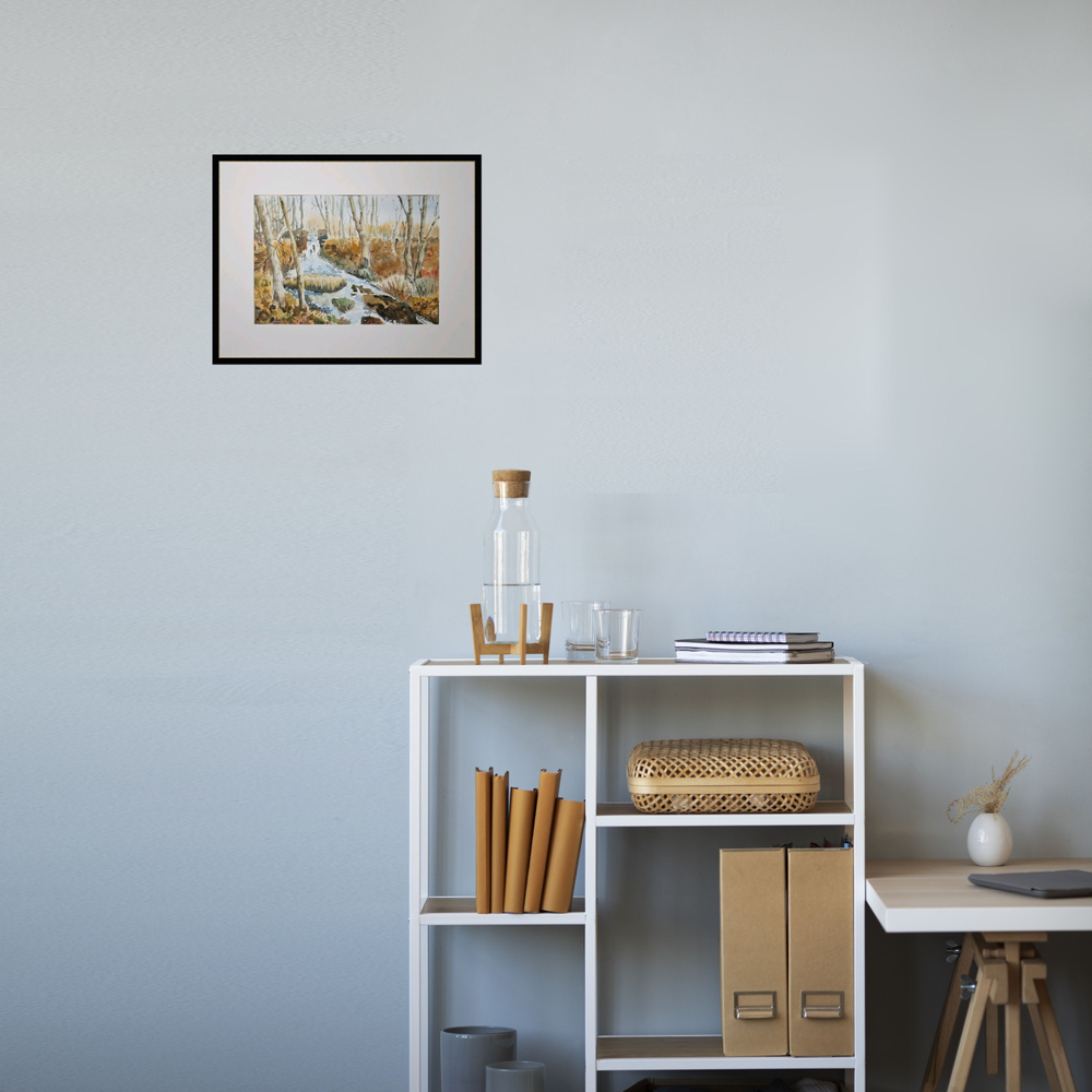 Картина авторская акварельная в паспарту 30х40 см на стену для интерьера "Водопад на Белке"