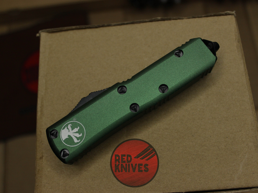 Нож Microtech UTX-85 A+++ S/E Standard - зеленая рукоять, стандартный черный клинок