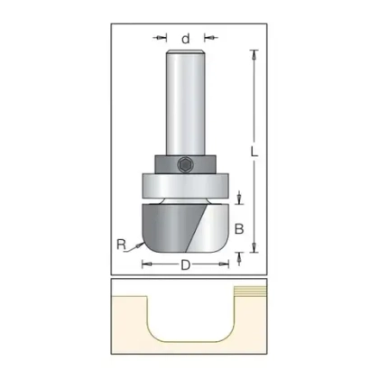 Фреза радиусная с плоским дном и подшипником D19,1x16 L67 DIMAR 1062639