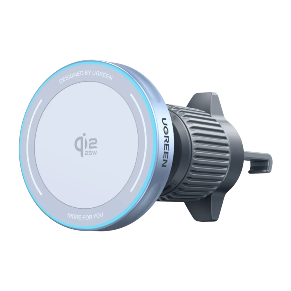 Автомобильный держатель MagSafe с беспроводной зарядкой Ugreen (Qi2.2) (W758) Беспроводная зарядка: Qi 25 Вт. Устанавливается на вентиляционную решётку. Сертификация Qi2. Есть LED-подсветка