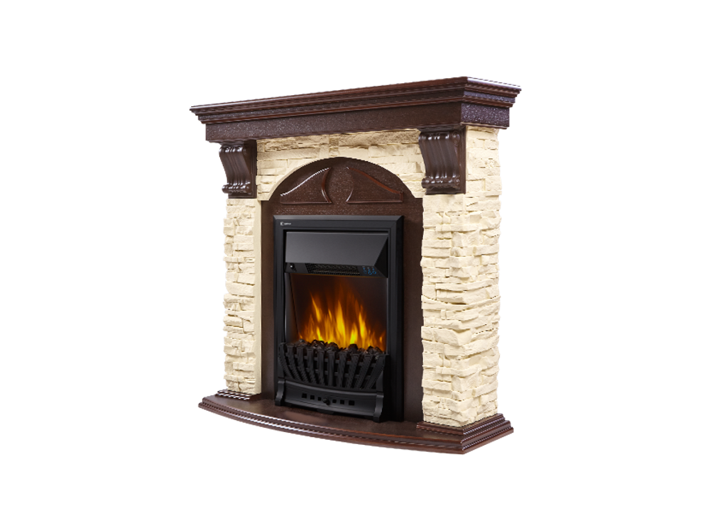 Портал Firelight Torre Classic камень слоновая кость, шпон темный дуб
