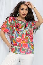 Блуза Маргоша (зелено-розовая) Б13153-16М LT Collection