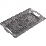 Поднос пластиковый «Античность» 37,5*21см серебро