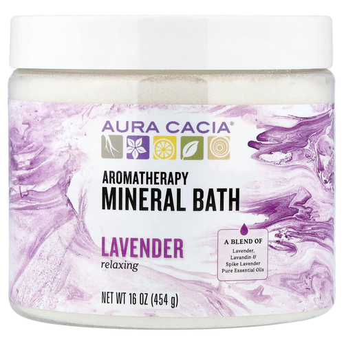 Aura Cacia, минеральная ванна для ароматерапии, лаванда, 454 г (16 унций)