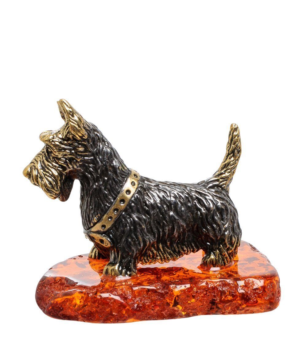 Народные промыслы AM-1843 Фигурка «Скотч терьер» (латунь, янтарь)