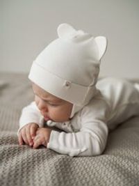 Шапка трикотажная двухслойная "Молоко" 0+
