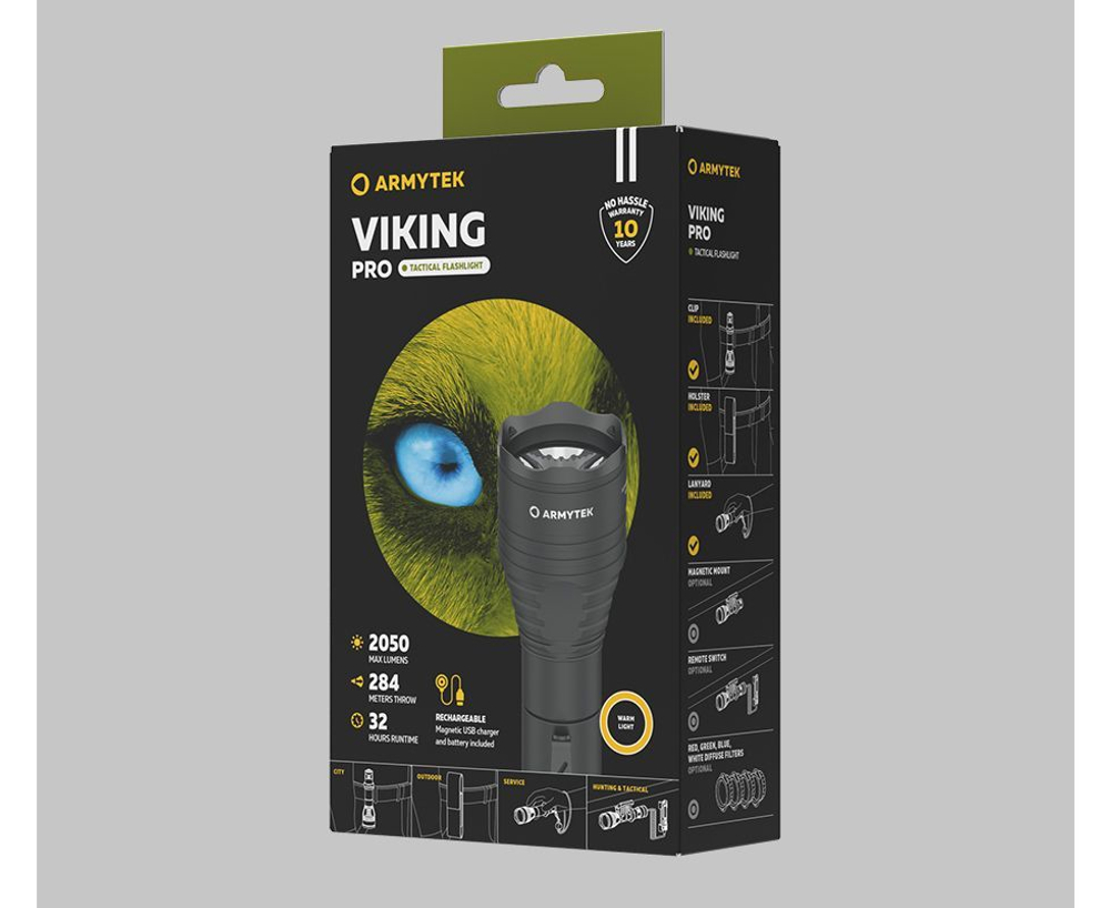 Фонарь Armytek Viking Pro Magnet USB Теплый, F07701W