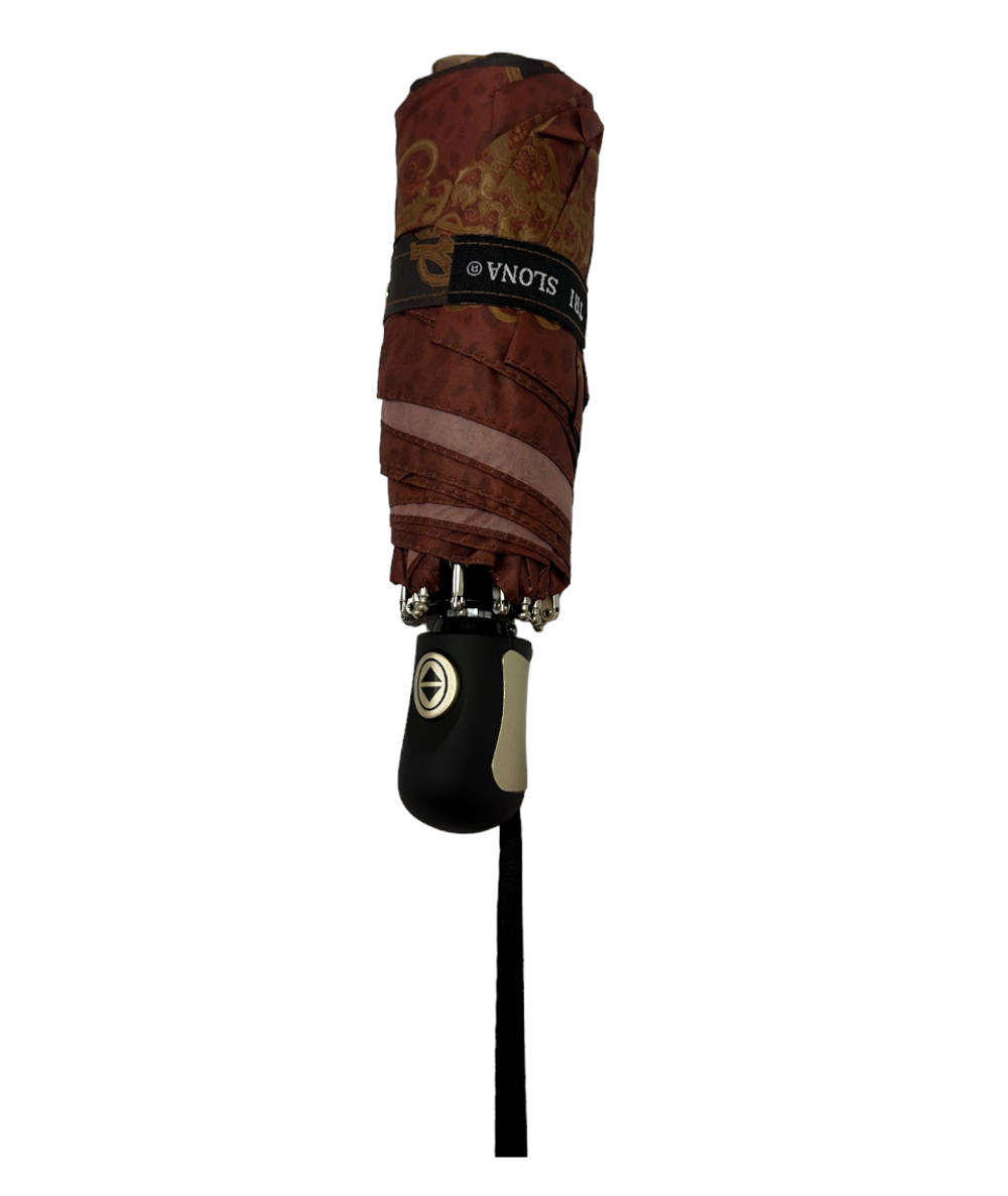 Зонт женский мини складной супер-автомат набивной "ЭПОНЖ", расцветка - смешанные цвета ("Три слона" - арт. L4700)