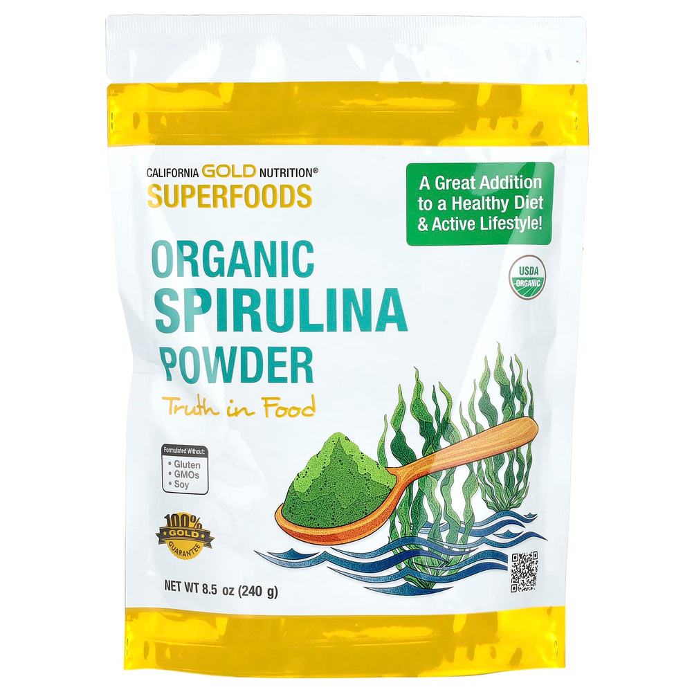 California Gold Nutrition, Superfoods, органический порошок спирулины, 240 г (8,5 унции)