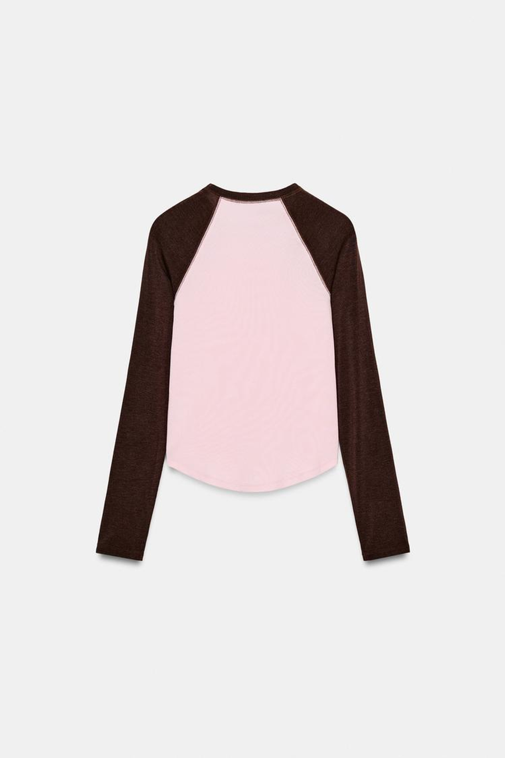 ZARA ФУТБОЛКА РЕГЛАН С КОНТРАСТНЫМИ ДЕТАЛЯМИ, ОТТЕНКИ КОРИЧНЕВОГО