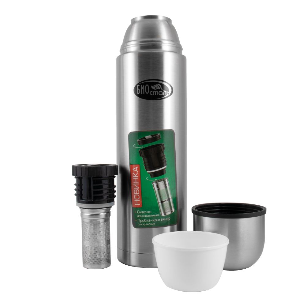 Термос &quot;Биосталь-ОХОТА&quot; с узкой горловиной и пробкой с ситечком, 1,2 л/12/