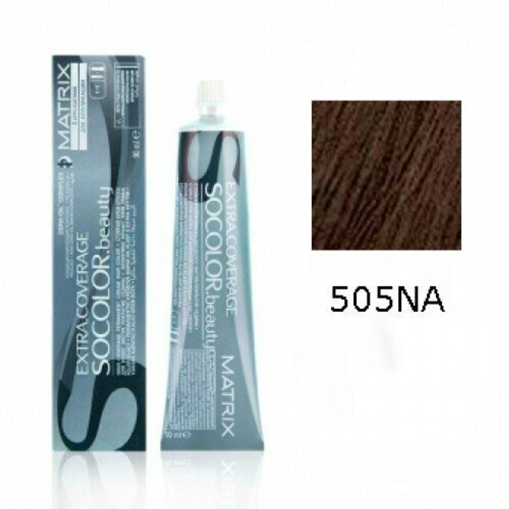 Matrix Краска для волос без аммиака  SoColor Pre-Bonded 505NA Светлый шатен натуральный пепельный 90 мл.