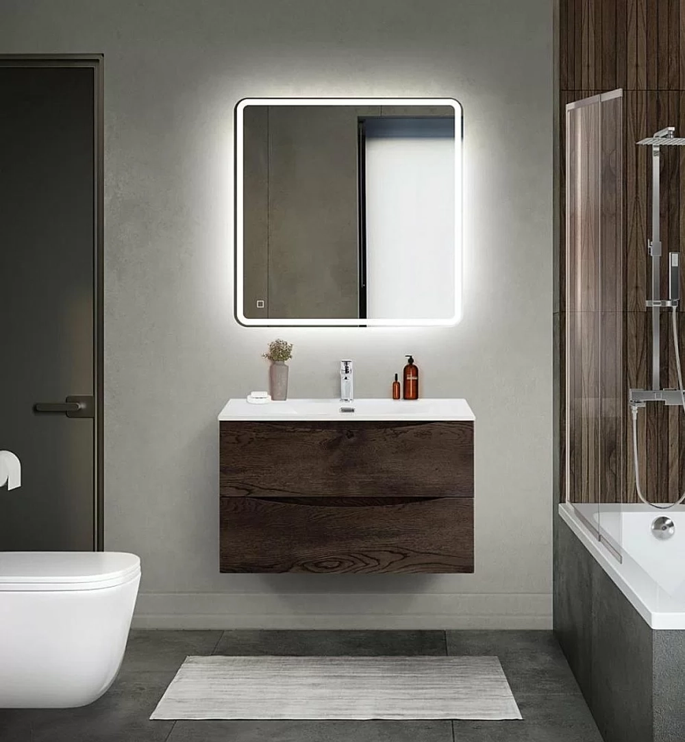 Тумба с раковиной BelBagno MARINO-CER-MINI-800-2C-SO-RNG-P Rovere Nature Grigio
