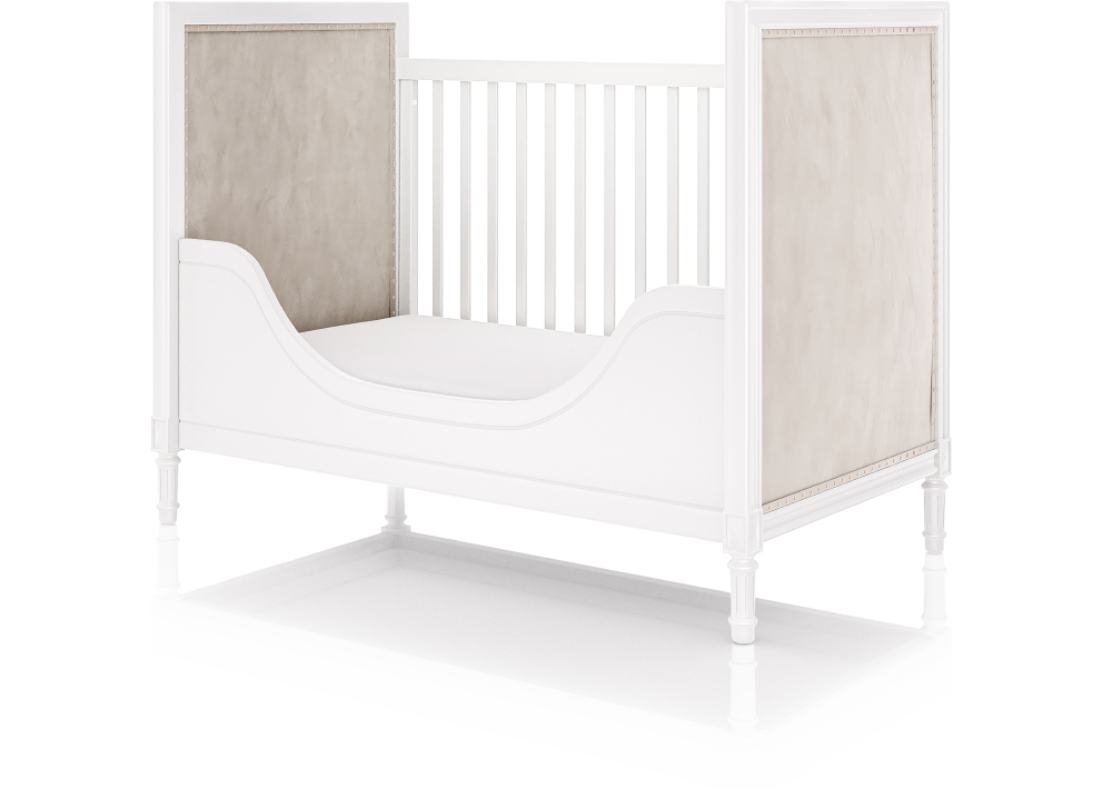 Кроватка Elit (белый, бежевая ткань)