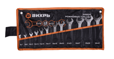 Набор рожковых ключей Вихрь 12 шт. 6 - 32, в чехле