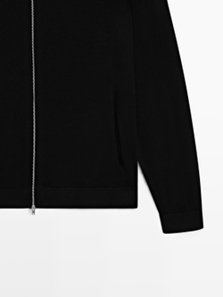 Massimo Dutti Вязаный кардиган из мериносовой шерсти на молнии, черный