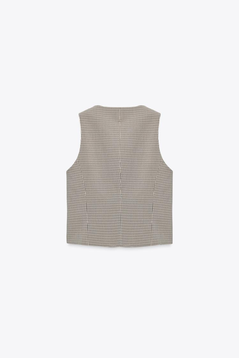 ZARA ЖИЛЕТ В КЛЕТКУ, БЕЖЕВЫЙ/ТЕМНО-СИНИЙ