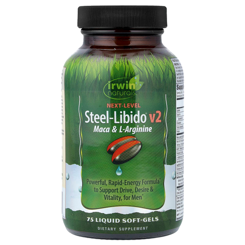 Irwin Naturals, Steel-Libido® V2, мака и L-аргинин, 75 желатиновых капсул