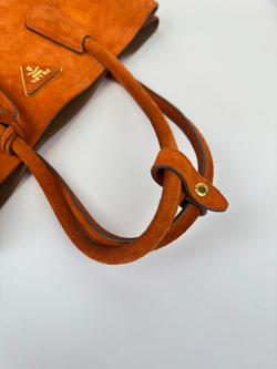 Сумка Prada Orange Suede Medium Double Handle Tote