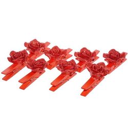 GAEM Набор из 8шт Украшение новогоднее "Прищепка-Роза", L11 W9,5 H2,5 см