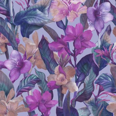 Цветочный тропический принт с Каннами