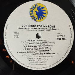 Винтажная виниловая пластинка LP Francis Goya and Damian Luca Concerto For My Love (Finland 1985)