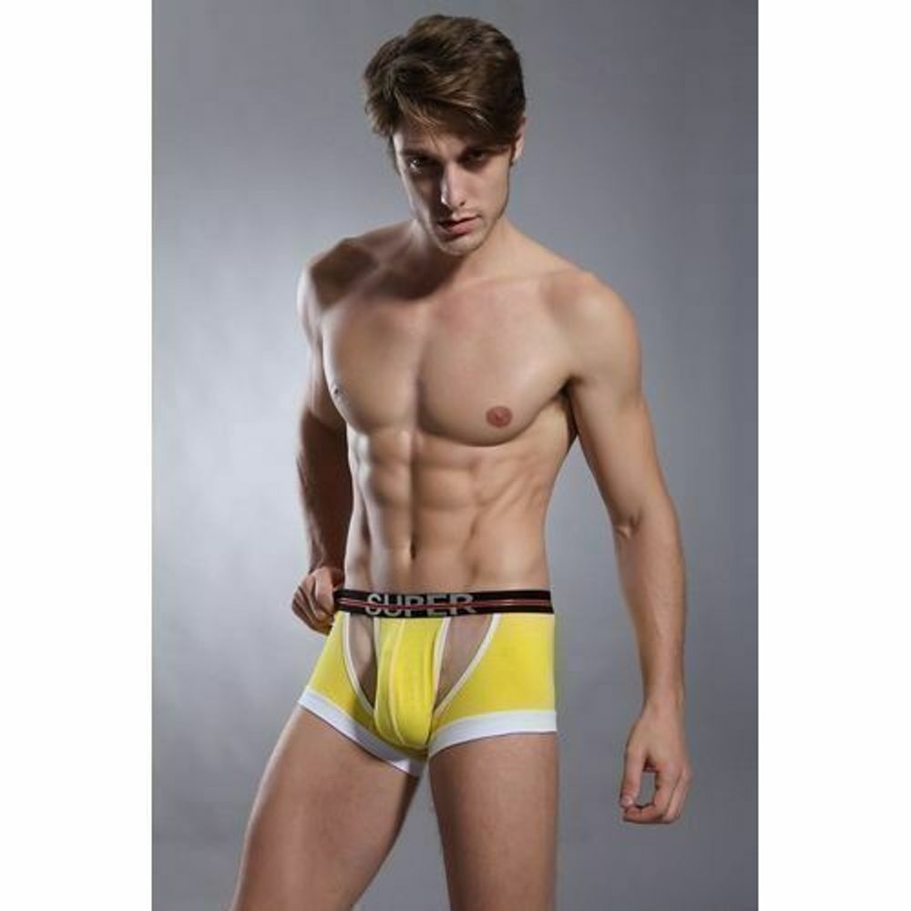 Мужские трусы боксеры желтые с вырезами Superbody Yellow Hip Boxer