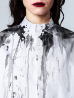 Рубашка "Смородина" с окрашиванием. Бело-черная