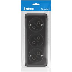 Розетка Intro Quadro 2-205-05 тройная без заземления 3х2P 16А-250В IP20 ОУ антрацит | Intro