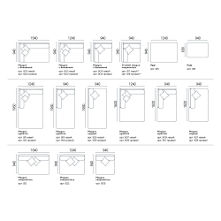 3-х местный нераскладной диван с кушеткой Case 909/924