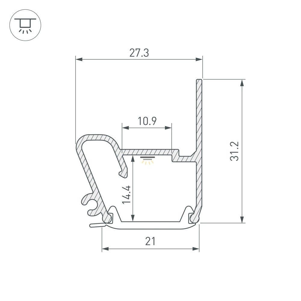 Профиль STRETCH-S-20-WALL-SIDE-2000 (RESPECT-ST) (Arlight, Алюминий) 040701