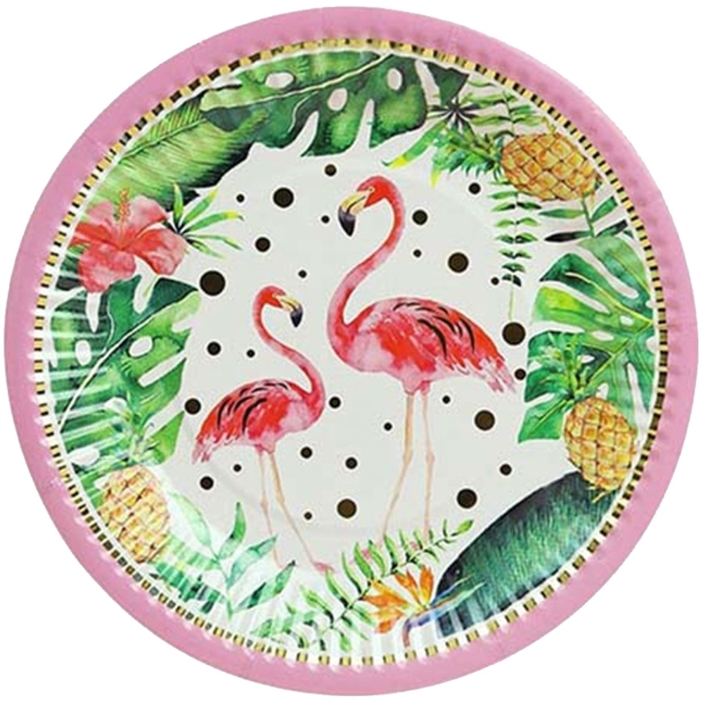 Набор бумажных тарелок «Красивые фламинго», 23 см,6 шт, еврослот