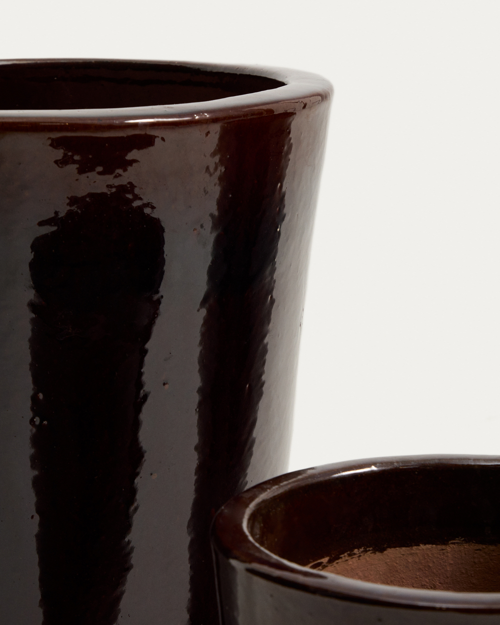 Набор из 3 кашпо Rotja с глазурованной гранатовой отделкой, диаметр 26 / 35 / 47 см