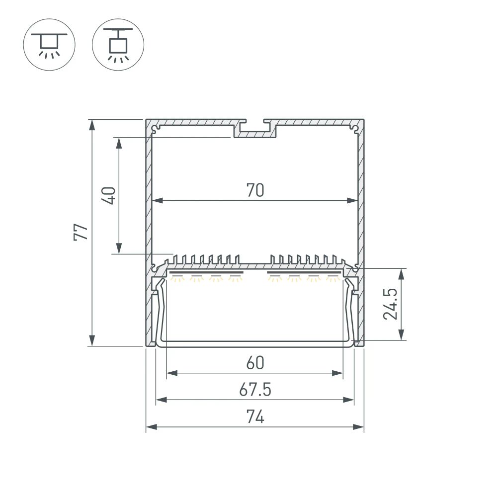 Профиль SL-LINE-7477-2000 ANOD (BY) (Arlight, Алюминий) 059813