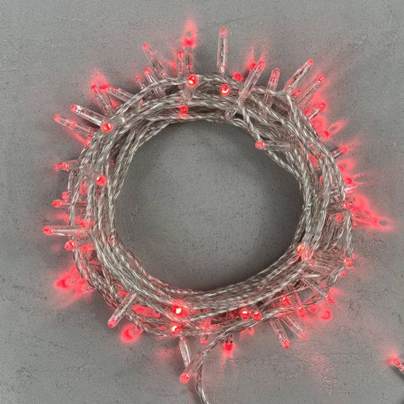 Светодиодная гирлянда с колпачком 100 красных LED ламп 10 м., 220-230 В., прозрачный провод ПВХ, IP65, LTC (PST100CAP-10-2R)