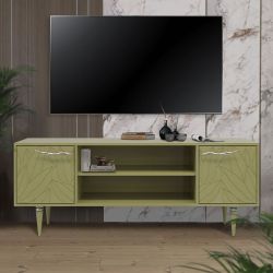 Тумба под ТВ Арт Колор leaves 155см Классик Сильвер Зеленая олива