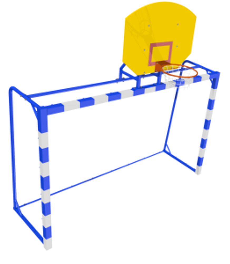 Ворота гандбольные профиль 80х80 с баскетбольным щитом, фермой, кольцом h3,2х2,1х1,15м (компл.1шт)