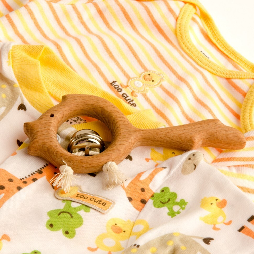 Деревянная погремушка с бубенцом Золотая рыбка Леснушки