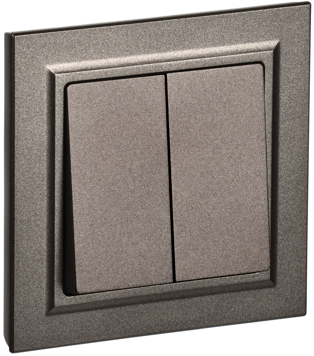 BRITE Выключатель 2-клавишный 10А в сборе ВСР10-2-0-БрТБ темная бронза IEK