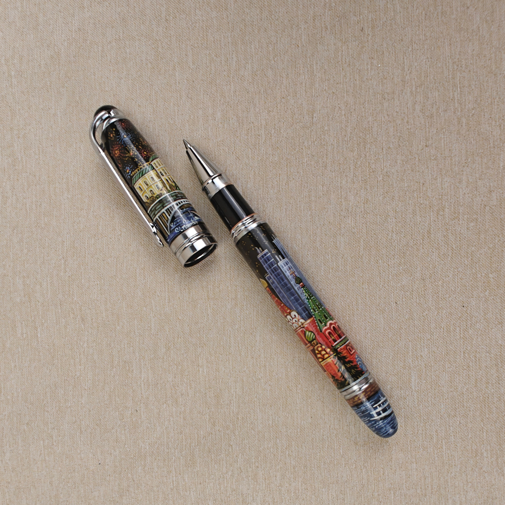 Ручка коллекционная с ручной росписью Палех "Москва.Кремль" в футляре