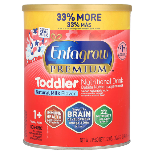 Enfamil, Enfagrow Premium ™, пищевой напиток для малышей, для детей от 1 года, натуральное молоко, 907 г (2 фунта)
