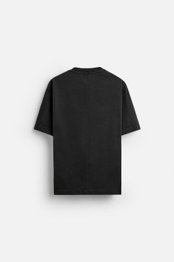 ZARA ФУТБОЛКА HEAVY WEIGHT ИЗ ТКАНИ С ЭФФЕКТОМ ПОТЕРТОСТИ, ТЕМНЫЙ АНТРАЦИТ