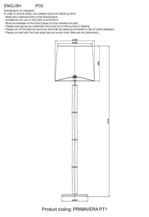 Торшер Crystal Lux Primavera PT1 Chrome