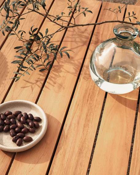 Bona Уличный стол из алюминия в черной отделке и тикового дерева 200 x 100 см