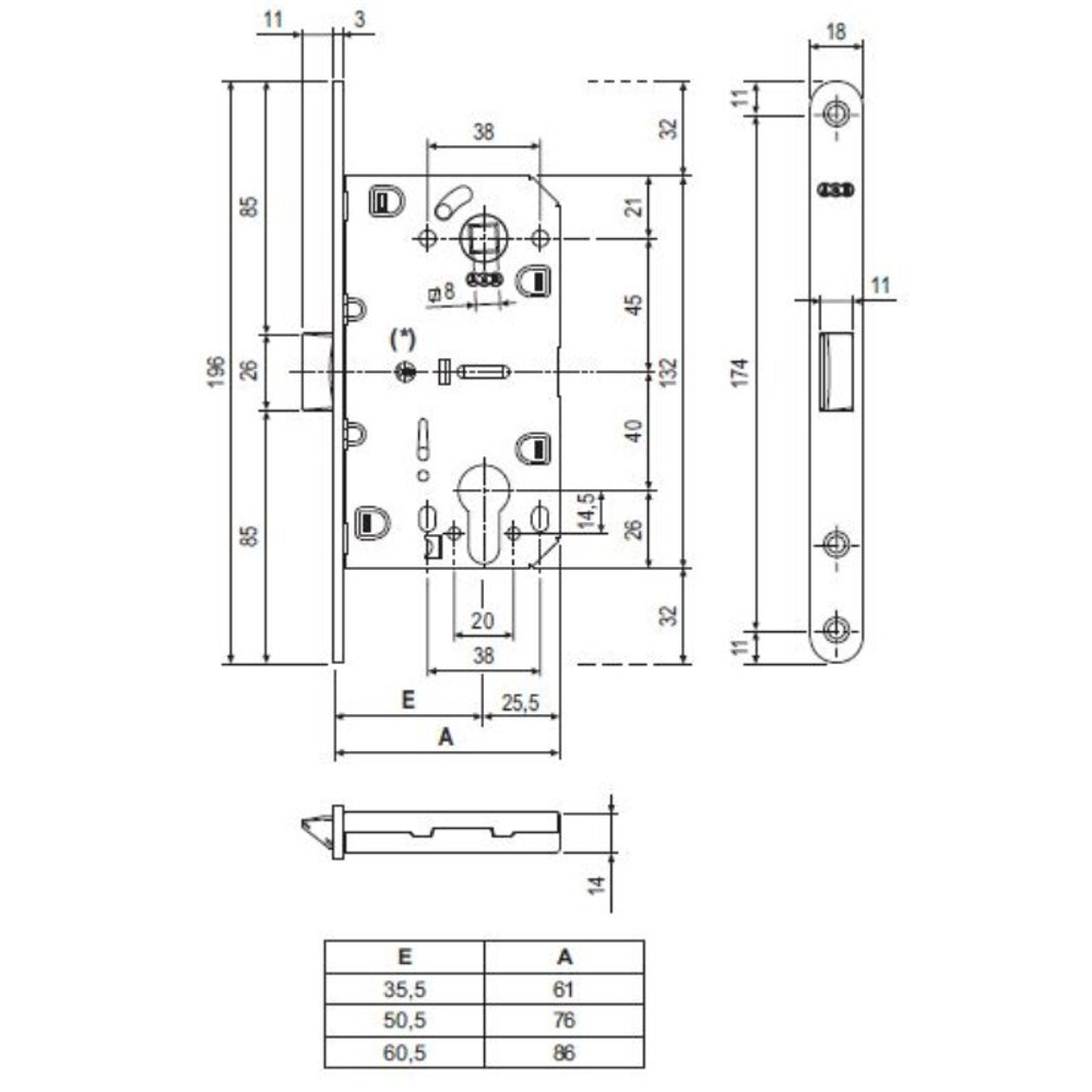 Замок AGB MEDIANA EVOLUTION B011965003 (B01103.05.567) комп латунь п/цил с отв.пл