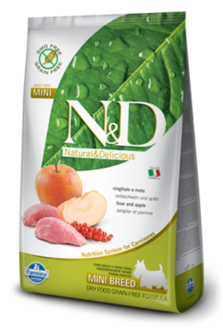 Сухой корм Farmina N&D Prime Mini для взрослых собак мелких пород дикий кабан с яблоком 800 г