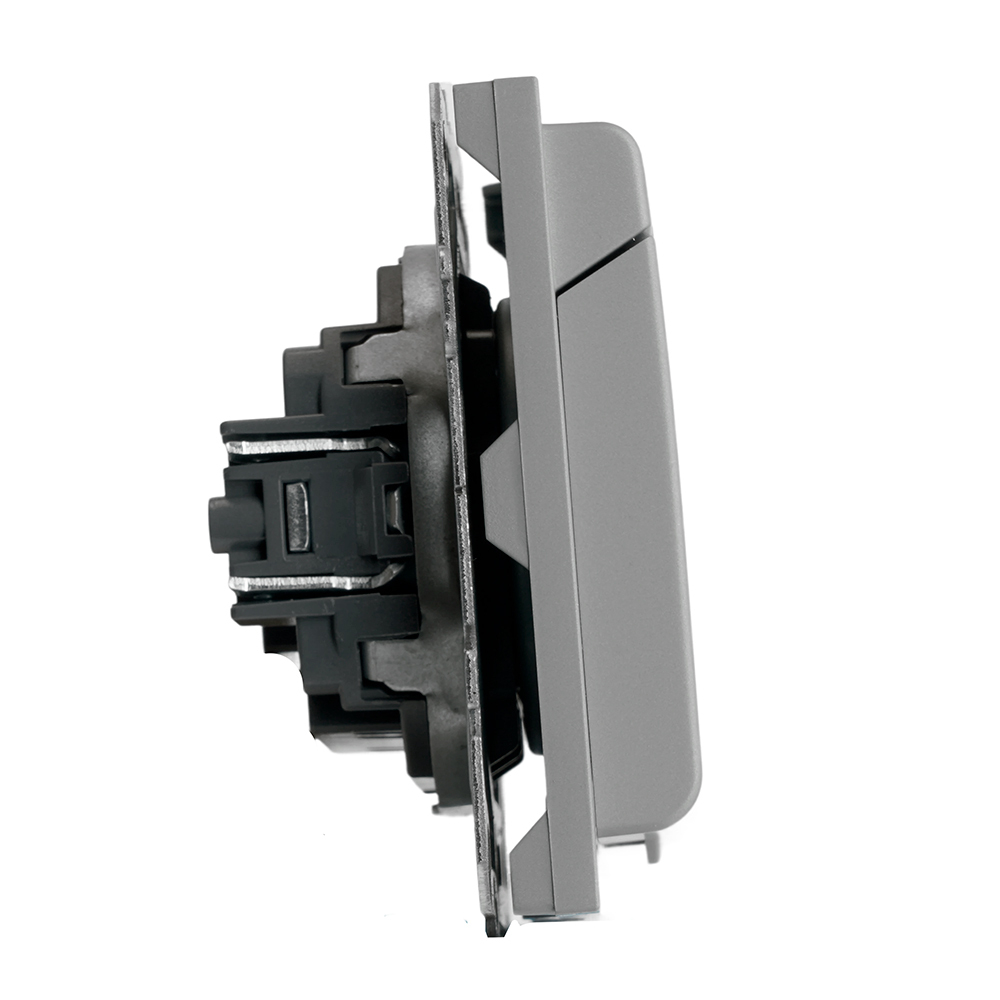 Розетка 1-местная с крышкой с защ. штор, STEKKER, б/з, 250В, 16А, серия Эмили, RST16-5113-10, платиново-серый, soft touch 49956