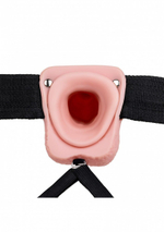 Телесный реалистичный вибрострапон-фаллопротез с мошонкой - 18 см. (Цвет: телесный)