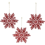 Подвеска «Волшебная снежинка» 11,5 см (набор 3 шт), Красный